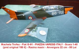 Imagine atasata: Macheta Trofeu - Fiat G-91 - PIAZZAI-VARESE-ITALY - Scara 1-40 - (pret original 150 ) - Rasina masiv - Anvergura 22 cm - 80 Lei.JPG